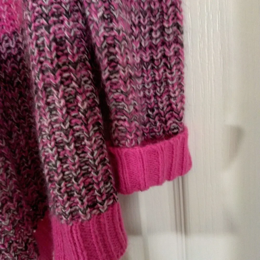 Betsey Johnson Girls 6X Cardigan Hooded Sweater Pink Open Front Sequin Star